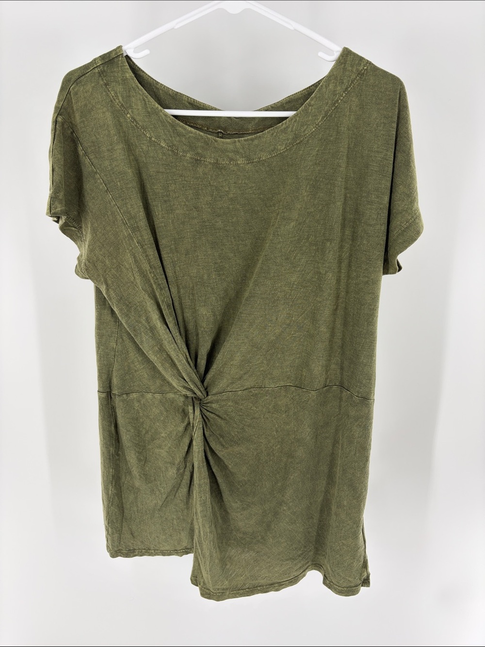Anthropologie Olive Green Knot-Front Tunic